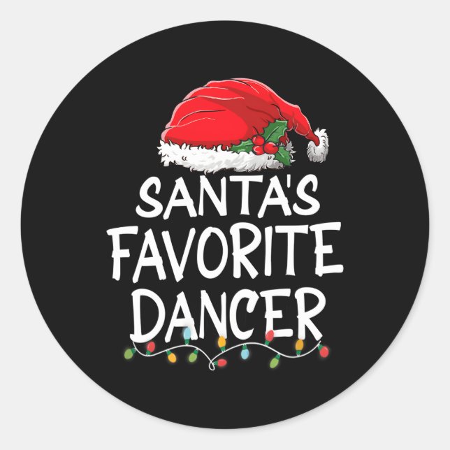 Santa'S Favourite Dancer Santa Claus Tree Lights Classic Round Sticker (Front)