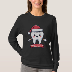 Santa's Favourite Dentist Cute Tooth Christmas T-Shirt