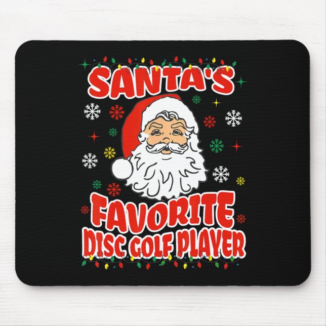 Santa's Favourite Disc Golf Player Christmas Holid Mouse Pad (Front)