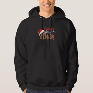 Santa's Favourite Diva Leopard Christmas Merry Xma Hoodie
