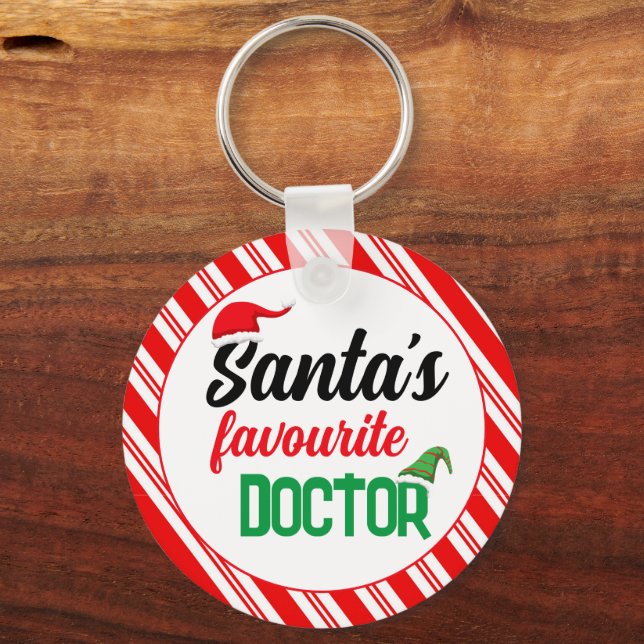 Santa's favourite doctor Christmas elf hat funny Key Ring (Front)