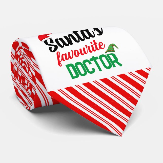 Santa's favourite doctor Christmas elf hat funny Tie (Rolled)