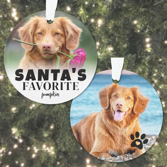 Santa's Favourite Dog Pet Photo Christmas Ornament (Santa's Favorite Dog Pet Photo Christmas Ornament )