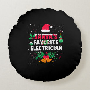 Santas Favourite Electrician Christmas Xmas Gift Round Cushion