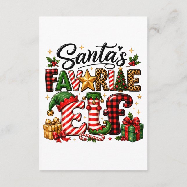 Santa's Favourite Elf Christmas Enclosure Card (Front)