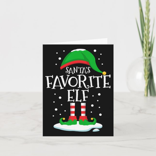 Santa's Favourite Elf Christmas Family Matching Xm Card (Front)