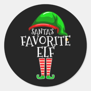 Santas Favourite Elf Group Matching Family Classic Round Sticker