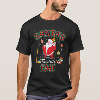 Santa's Favourite EMT Santa Red Plaid Christmas T-Shirt