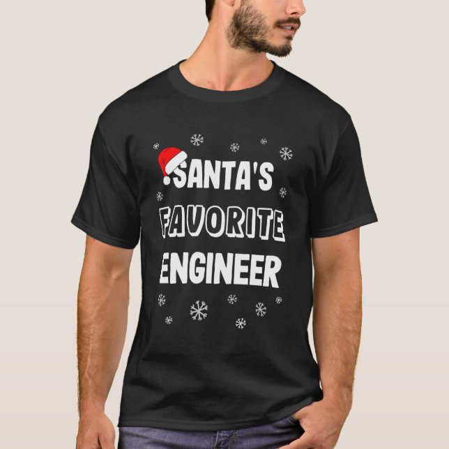 Santa'S Favourite Engineer Christmas Gift T-Shirt (Front)