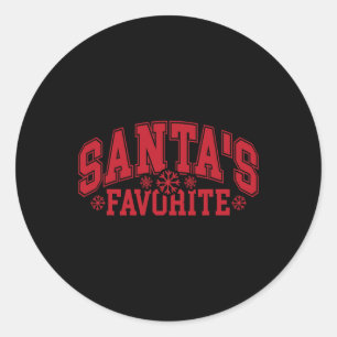 Santa's Favourite Family Xmas Matching Christmas P Classic Round Sticker
