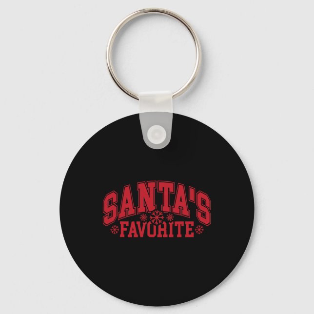 Santa's Favourite Family Xmas Matching Christmas P Key Ring (Front)