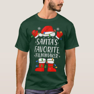 Santas Favourite Filmmaker Santa Hat Christmas T-Shirt