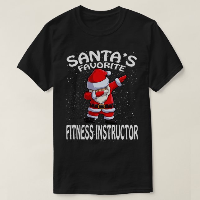 Santas Favourite Fitness Instructor Christmas T-Shirt (Design Front)