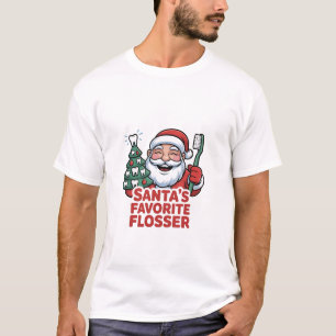 Santa's Favourite Flosser Christmas Dental Dentis T-Shirt