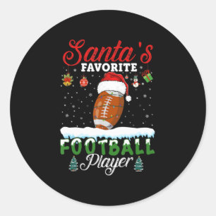 Santa's Favourite Football Player Christmas Footba Classic Round Sticker