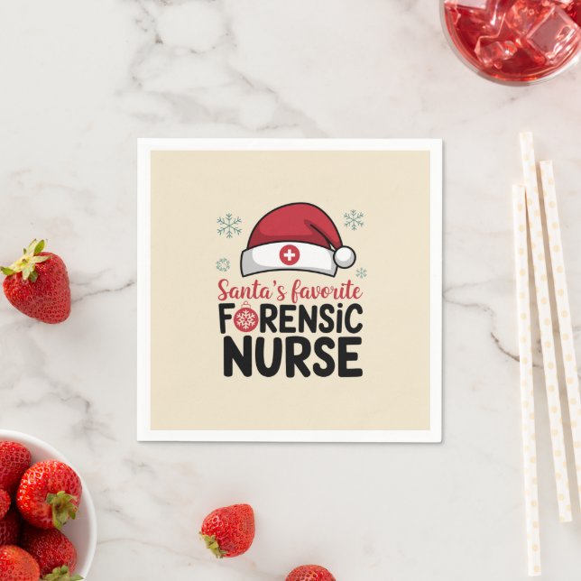 Santas Favourite Forensic Nurse Funny Christmas  Napkin (Insitu)