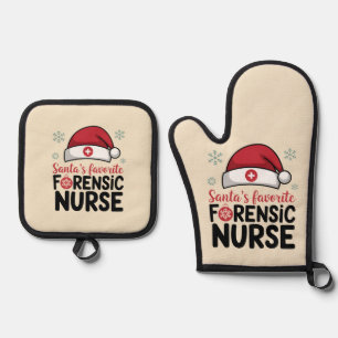 Santas Favourite Forensic Nurse Funny Christmas Oven Mitt & Pot Holder Set