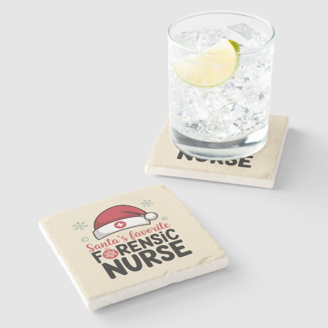 Santas Favourite Forensic Nurse Funny Christmas  Stone Coaster (Side)