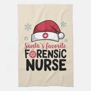 Santas Favourite Forensic Nurse Funny Christmas  Tea Towel