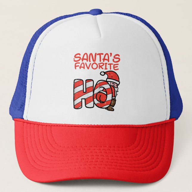 Santas Favourite Funny Naughty Adult Christmas Xma Trucker Hat (Front)