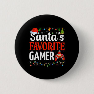 Santa's Favourite Gamer Christmas Funny Gaming Xma 6 Cm Round Badge
