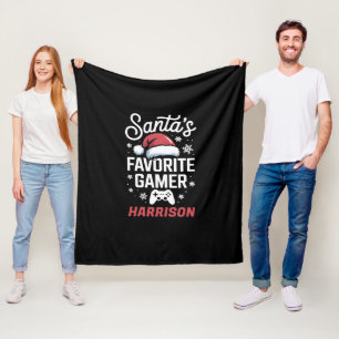 Santa's Favourite Gamer Personalised Gaming Xmas Fleece Blanket