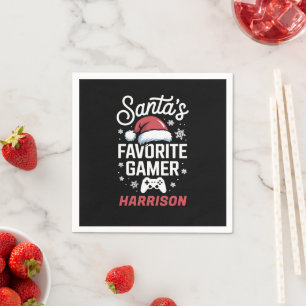 Santa's Favourite Gamer Personalised Gaming Xmas Napkin