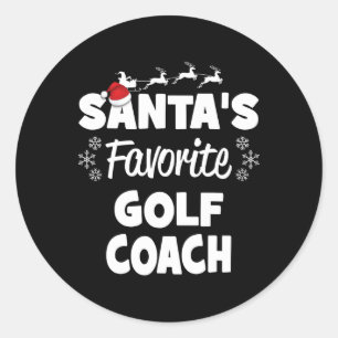 Santa's Favourite Golf Coach Fun Christmas Matchin Classic Round Sticker