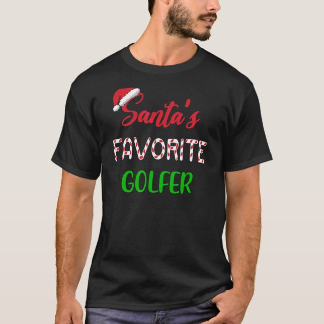 Santas Favourite Golfer   Funny Golf Christmas T-Shirt (Front)