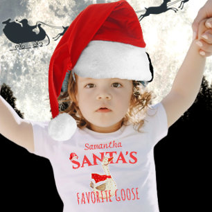 Santa's Favourite Goose Girl 1st Christmas Birthda Baby T-Shirt