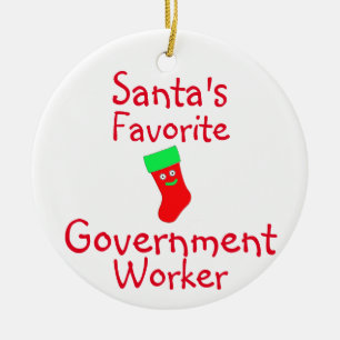 Santa's Favourite Government Worker Ceramic Ornament