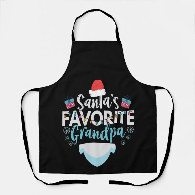 Santa's Favourite Grandpa Funny Christmas Family Apron (Front)