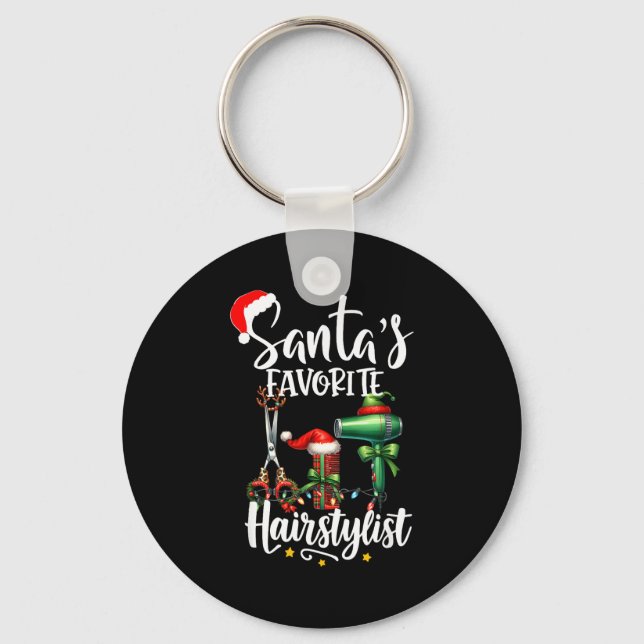 Santa's Favourite Hair Stylist Christmas Hairdress Key Ring (Front)