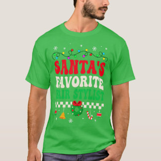 Santas Favourite Hair Stylist Retro Christmas T-Shirt