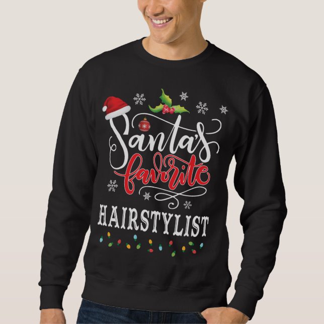 Santa's Favourite Hairstylist Santa Hat Christmas  Sweatshirt (Front)