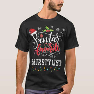 Santa's Favourite Hairstylist Santa Hat Christmas T-Shirt
