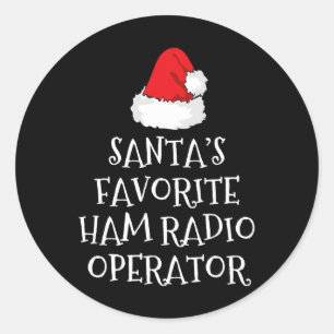 Santa's Favourite Ham Radio Operator Christmas Hat Classic Round Sticker