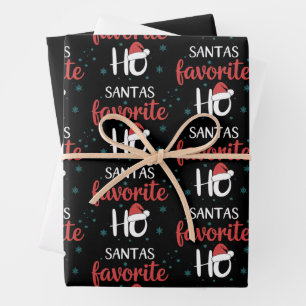 Santa's Favourite Ho Christmas Matching Holiday  Wrapping Paper Sheet