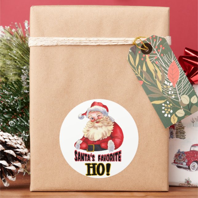 Santa's Favourite Ho Classic Round Sticker (Holiday)