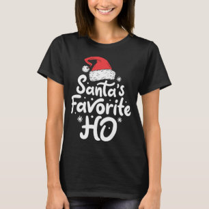 Santa's Favourite Ho Funny Christmas Santa Hat T-Shirt