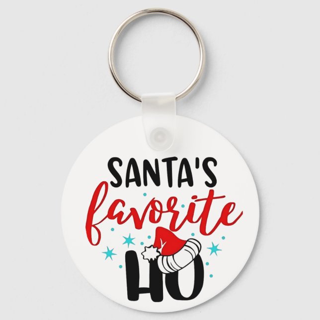 Santa's Favourite Ho Funny Christmas Xmas Key Ring (Front)