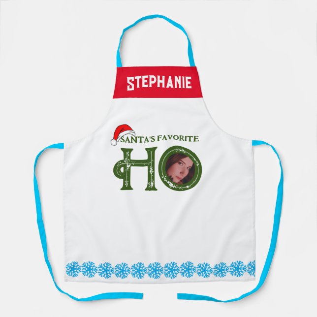 Santa's Favourite Ho Funny Personalised Photo Apron (Front)