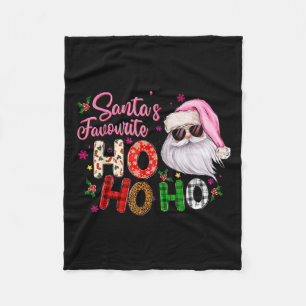 Santas Favourite Ho Ho Ho Santa Claus Pink Christm Fleece Blanket