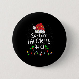 Santas Favourite Ho Red Santa Hat Xmas Funny Chris 6 Cm Round Badge