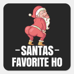 Santa's Favourite Ho Rude Christmas Xmas Square Sticker