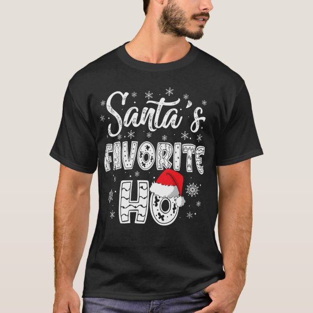 Santa's Favourite Ho Santa Hat T-Shirt (Front)