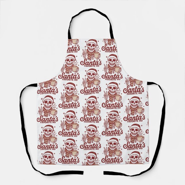 Santa's Favourite Ho Skeleton Snarky Christmas  Apron (Front)