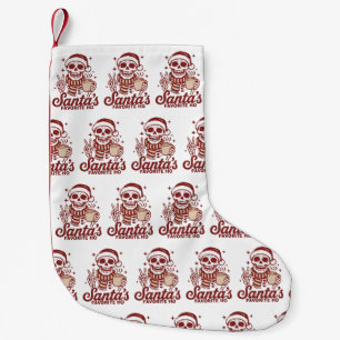 Santa's Favourite Ho Skeleton Snarky Christmas Small Christmas Stocking