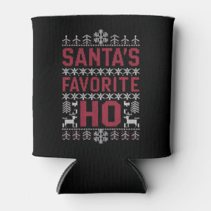 Santa's Favourite Ho Ugly Christmas Sweater Can Cooler