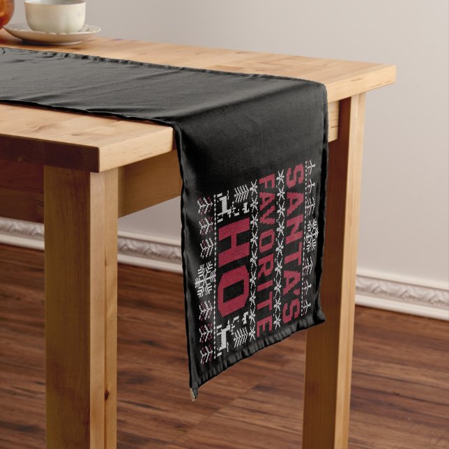 Santa's Favourite Ho Ugly Christmas Sweater Short Table Runner (In Situ)
